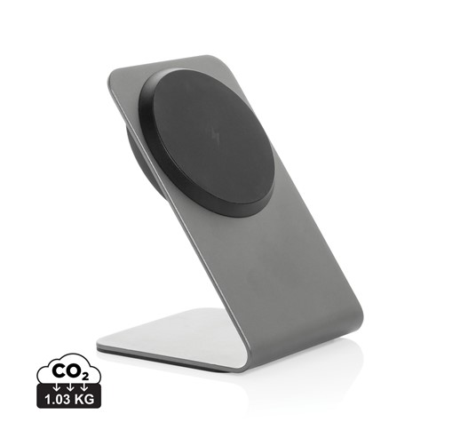 15W MAGNETNO BREZŽIČNO POLNILNO STOJALO TERRA ALUMINIJ