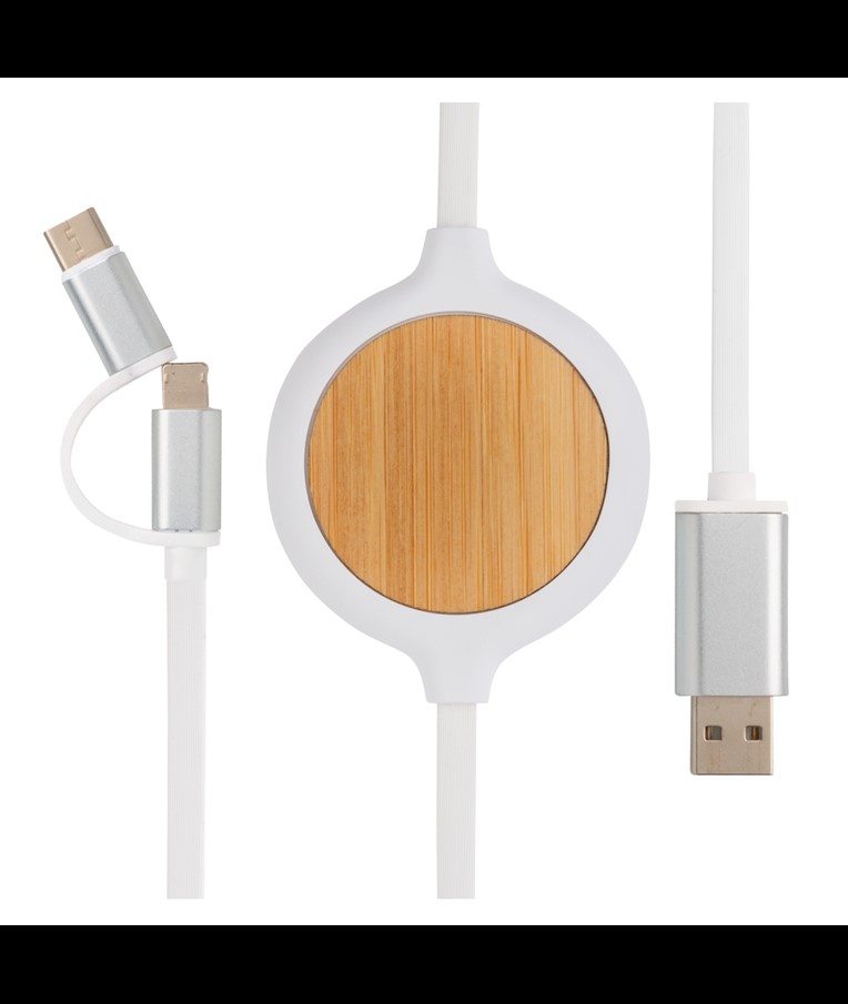 3-IN-1 KABEL MIT 5W BAMBUS WIRELESS CHARGER