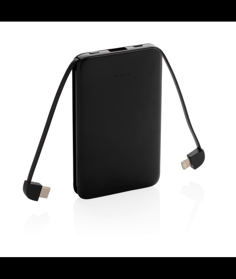 5.000 MAH POCKET POWERBANK WITH INTEGRATED CABLES