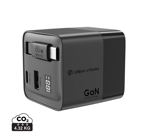 65W GAN CHARGER WITH RETRACTABLE CABLE URBAN VITAMIN MENDOCINO