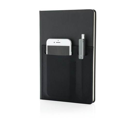 A5 DELUXE NOTIZBUCH MIT FÄCHERN, SCHWARZ