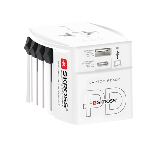 ADAPTADOR DE VIAJE MUNDIAL SKROSS MUV 65W PD CON CABLE C USB