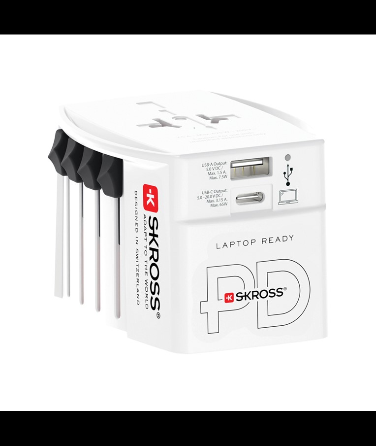 ADAPTADOR DE VIAJE MUNDIAL SKROSS MUV 65W PD CON CABLE C USB