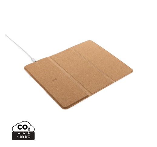 ALFOMBRILLA DE RATÓN DE CORCHO CON CARGA INALÁMBRICA DE 10 W Y SOPORTE