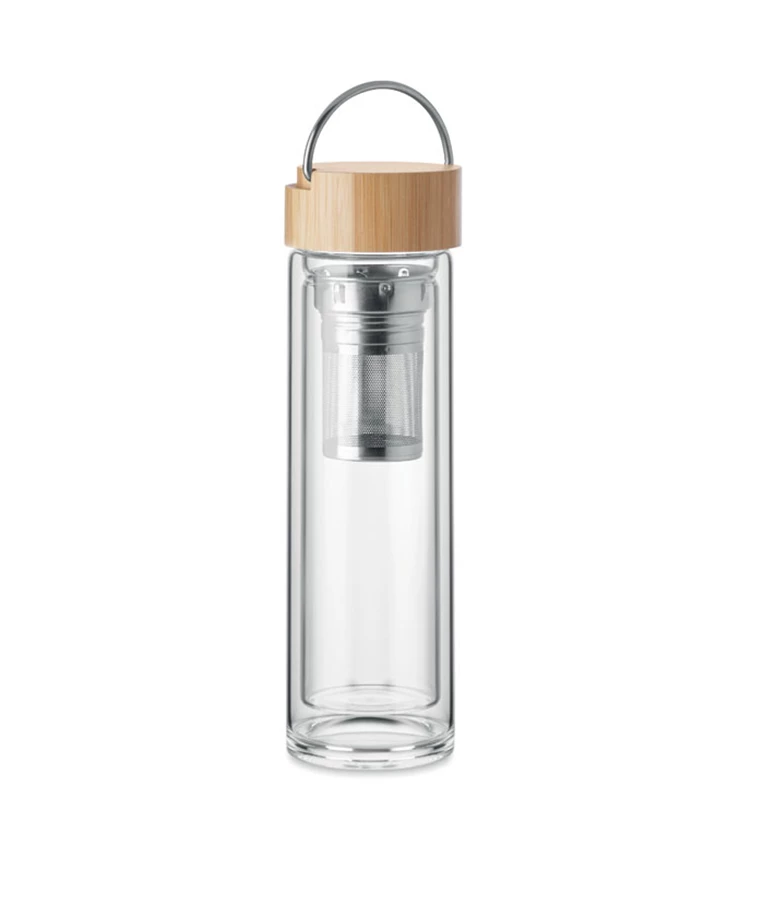 Borosilicate glass bamboo tea infuser bottle