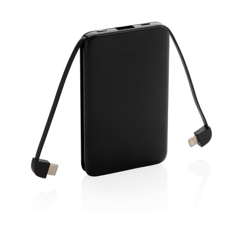 BATTERIE DE SECOURS 5000 MAH AVEC CÂBLE INTÉGRÉ, NOIR