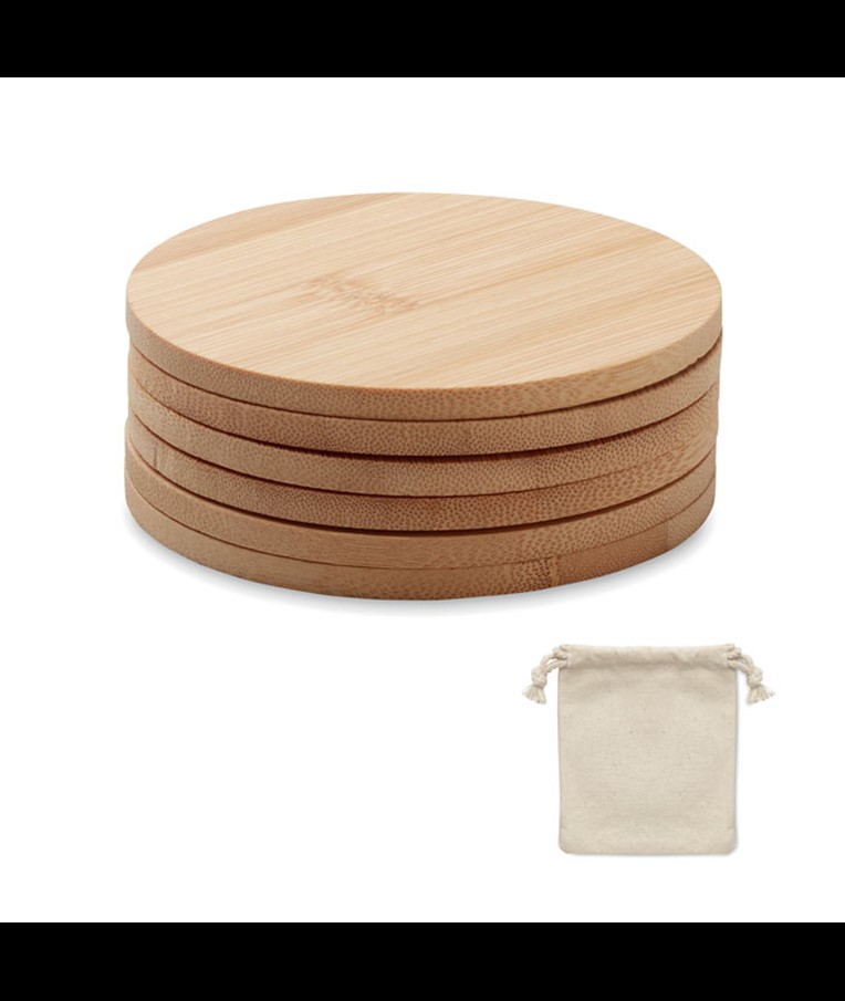 BAYIN SET - JUEGO DE 6 POSAVASOS DE BAMBÚ