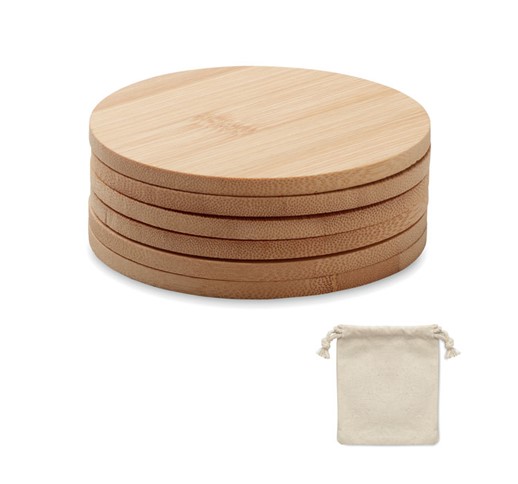 BAYIN SET - LOT DE 6 SOUS-VERRES EN BAMBOU