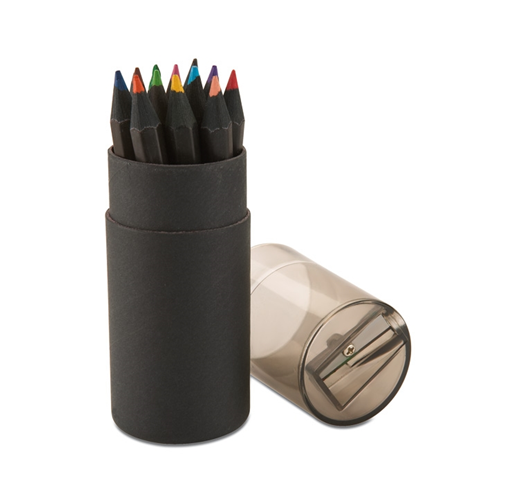 BLOCKY - 12 CRAYONS DE COULEURS NOIRS 