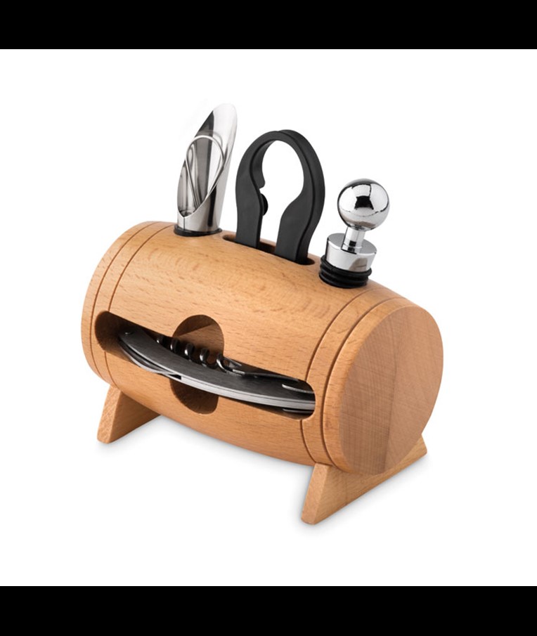 BOTA - SET DE VINO Y SOPORTE DE MADERA