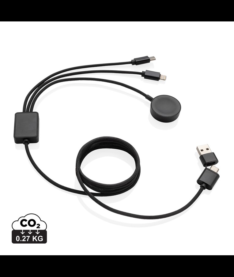 CABLE DE CARGA 6 EN 1 TERRA RCS RPET CON CARGADOR DE RELOJ