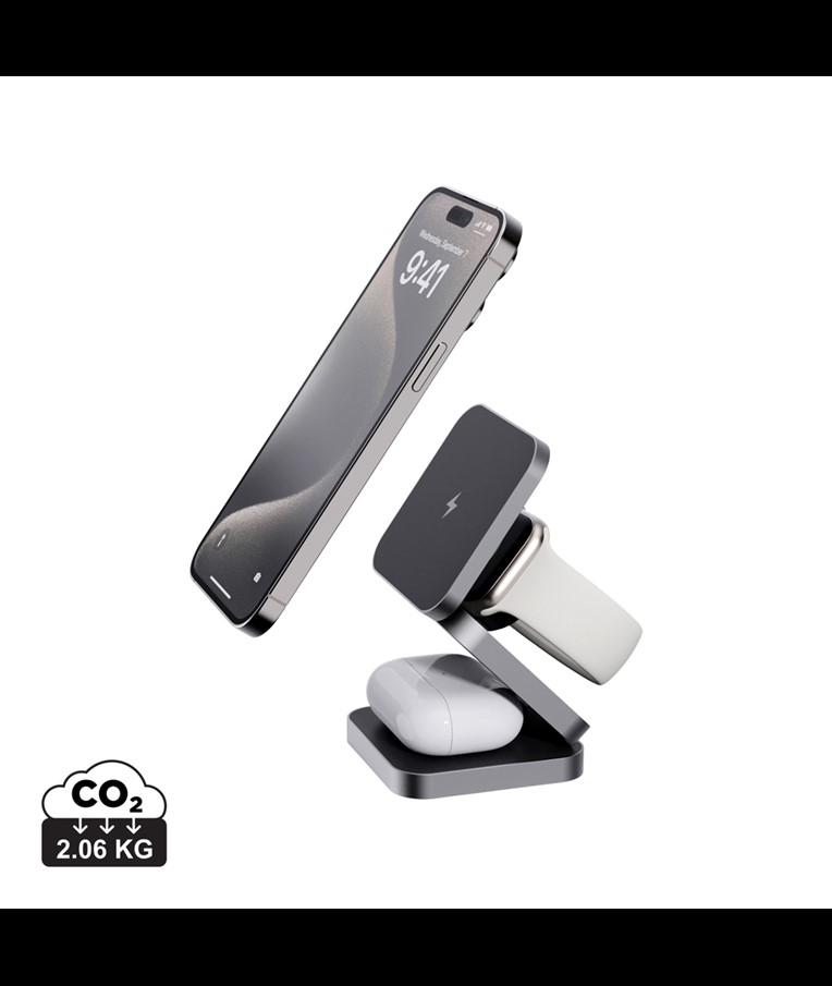 CARGADOR 15W TERRA RCS ALUMINIO RECICLADO PLEGABLE 3 EN 1