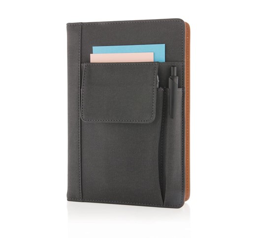 CARNET DE NOTES AVEC POCHETTE POUR TÉLÉPHONE, NOIR