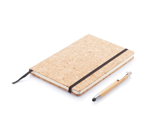 CARNET DE NOTES EN LIÈGE AVEC STYLO EN BAMBOU, MARRON