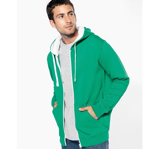 CONTRAST HOODED FULL ZIP SWEATSHIRT