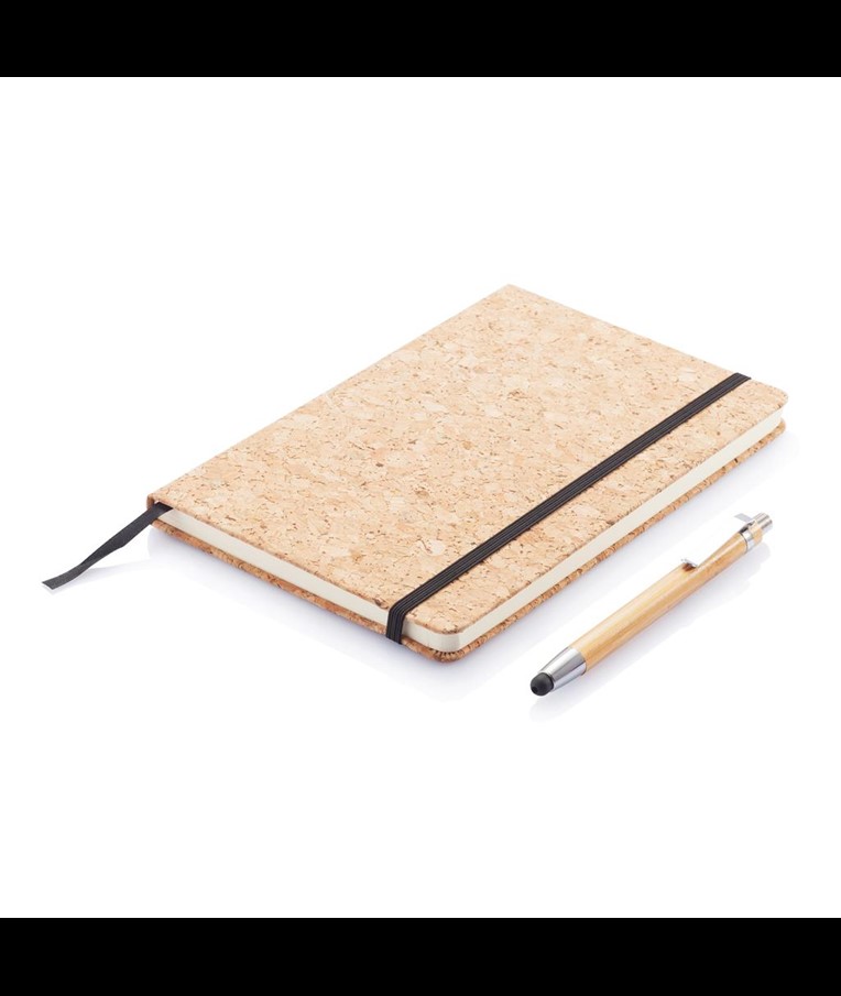 CORK A5 NOTEBOOK WITH BAMBOO PEN INCLUDING STYLUS