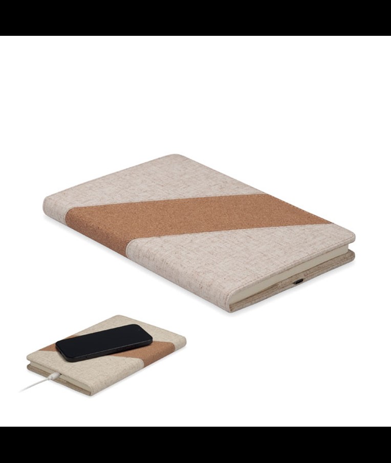 CUADERNO A5 CORTONA CON CARGADOR DE 15W