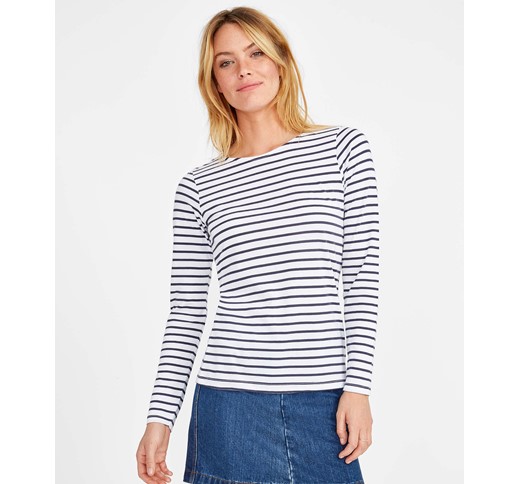 DAMEN T-SHIRT LANGARM MARINE