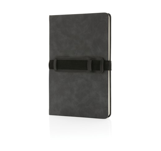 DELUXE HARDCOVER PU NOTIZBUCH MIT HANDY- UND STIFTEHALTER