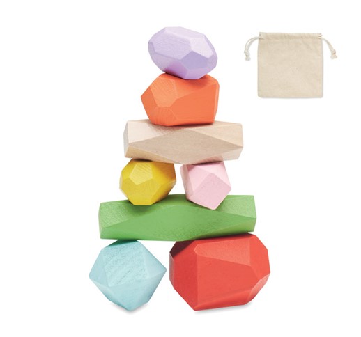 DOLMEN - 8 STACKING WOOD ROCKS IN POUCH