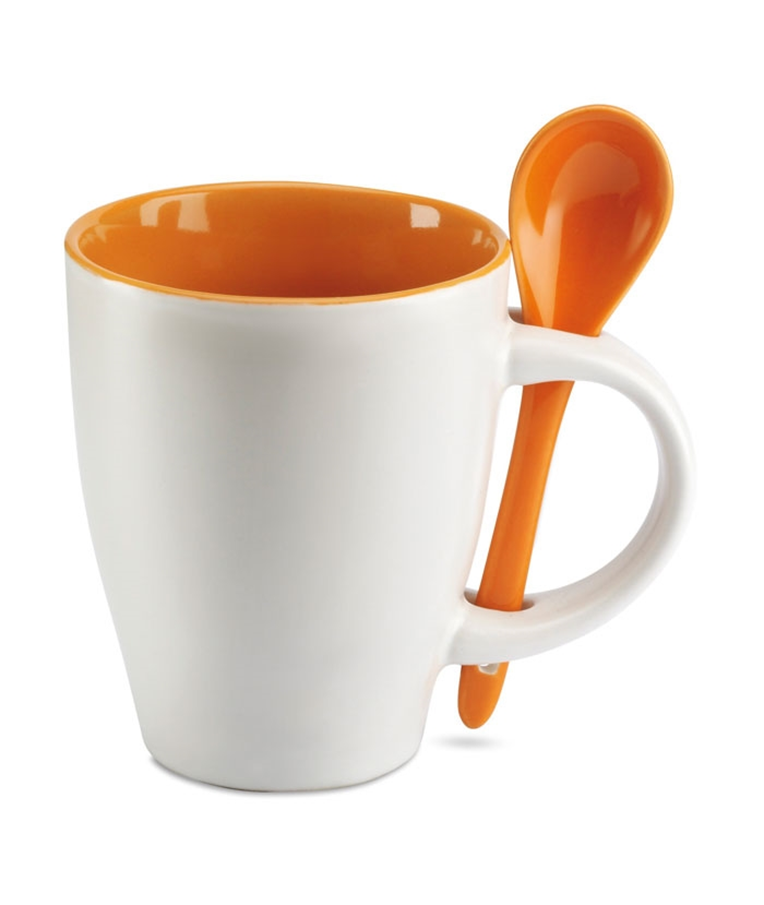 DUAL - TAZA BICOLOR CON CUCHARA 250 ML