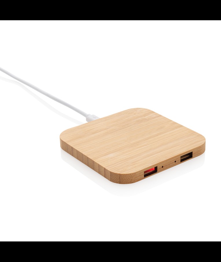 FSC® CERTIFIED BAMBOO 5W WIRELESS CHARGER WITH USB