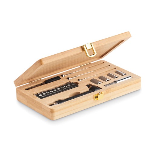 GALLAWAY - 21 PCS TOOL SET IN BAMBOO CASE