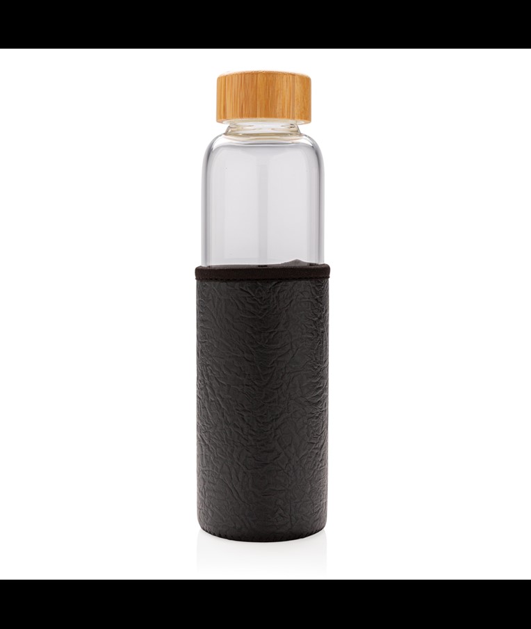 GLASS BOTTLE WITH TEXTURED PU SLEEVE