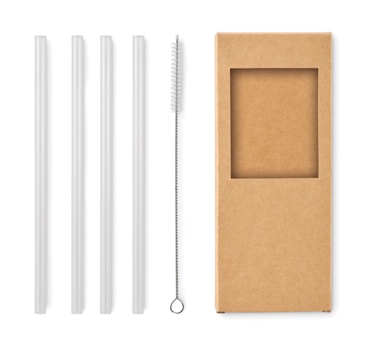 GLAW - 4 REUSABLE GLASS STRAWS