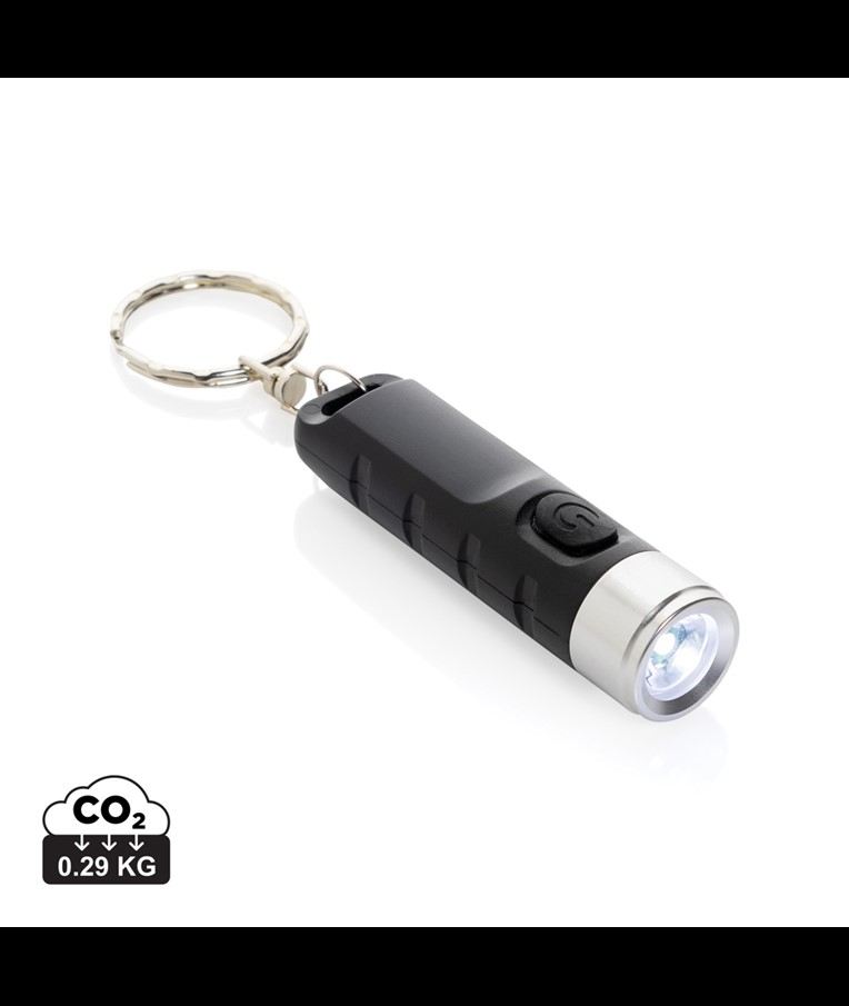 GLOBIX RCS RECYCLED PLASTIC USB RE-CHARGEABLE KEYCHAIN TORCH