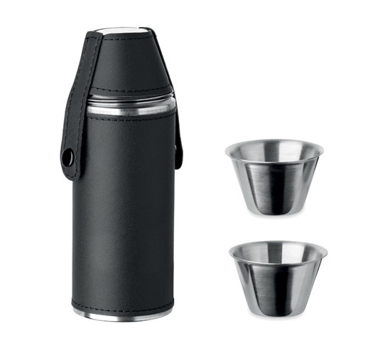 HIP FLASK WITH SHOT CUPS COCOON