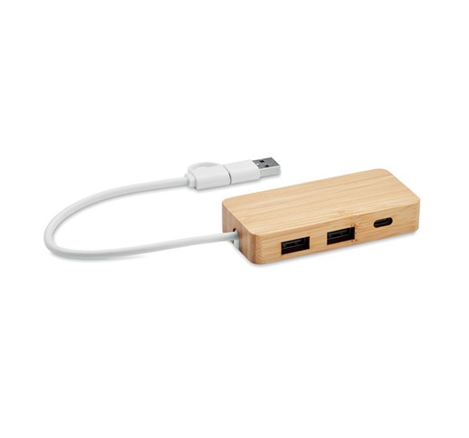 HUBBAM-BAMBOO USB 3 PORTS HUB