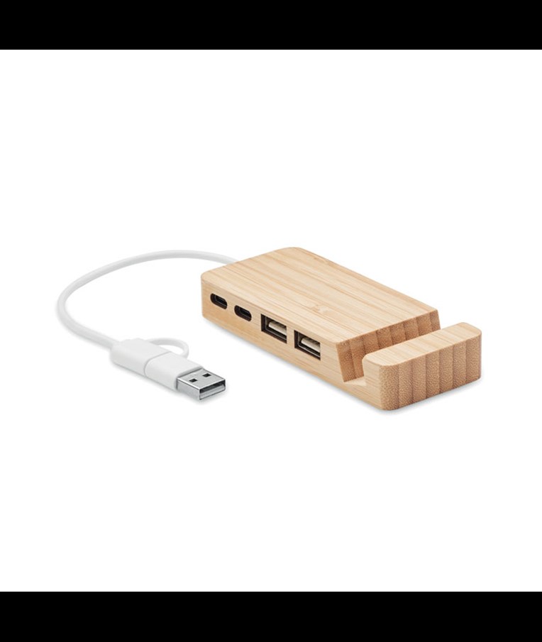 HUBSTAND-HUB OD BAMBUSA USB 4 PORTA