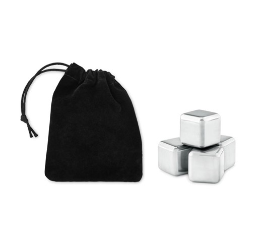 ICY - SET OF 4 SS ICE CUBES IN POUCH