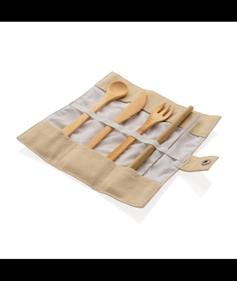 JUEGO DE CUBIERTOS REUTILIZABLES DE BAMBÚ