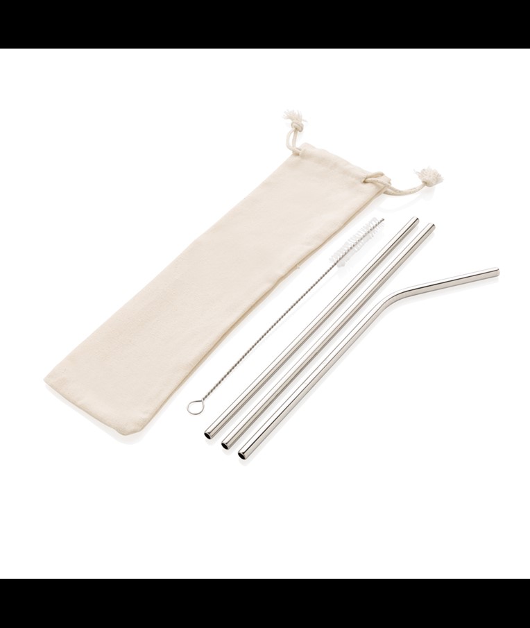 JUEGO DE PAJITAS REUTILIZABLES DE ACERO INOXIDABLE DE 3 UDS