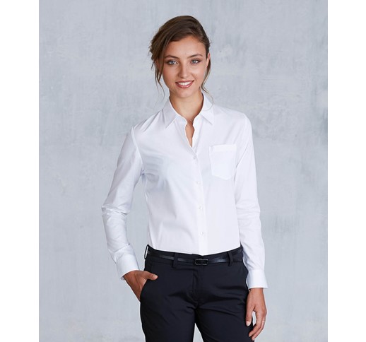 KARIBAN CHEMISE EN POPELINE DE COTON À MANCHES LONGUES ET ENTRETIEN FACILE POUR FEMME