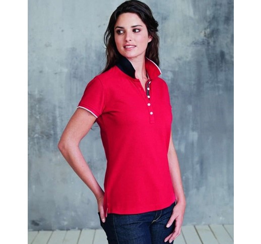 KARIBAN DAMEN-KURZARM-POLOSHIRT