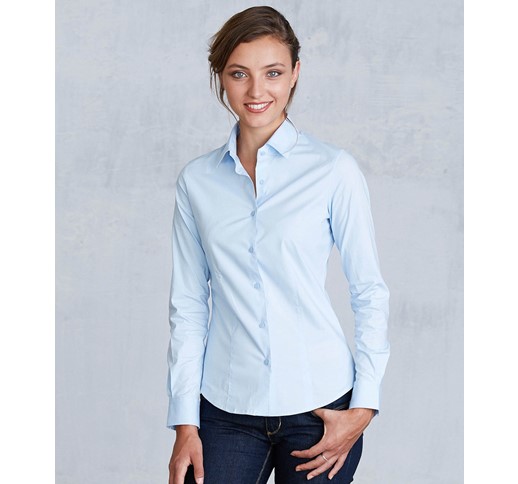 KARIBAN DAMEN LANGARM PFLEGELEICHTES STRETCH SHIRT