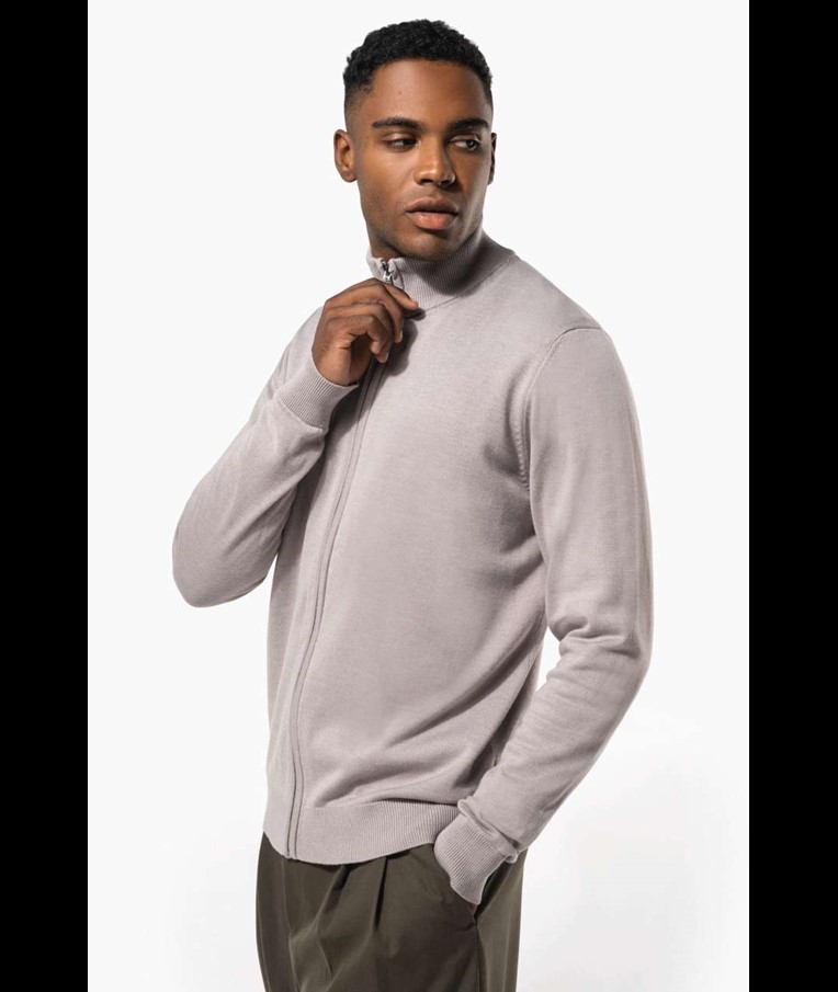 KARIBAN HERREN-STRICKJACKE MIT REIßVERSCHLUSS