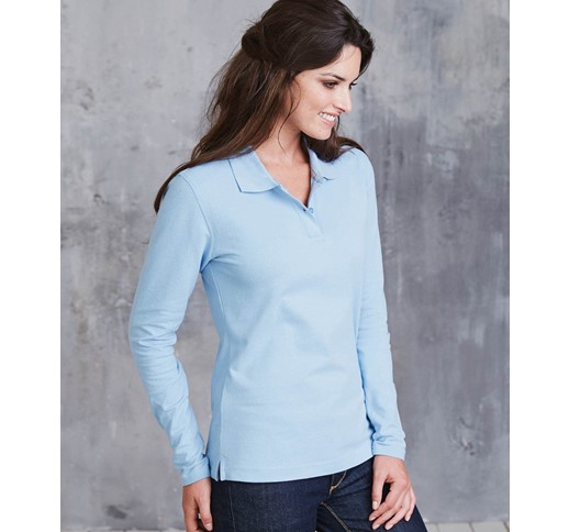 KARIBAN LADIES LONG SLEEVE PIQUE POLO SHIRT
