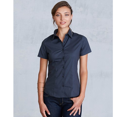 KARIBAN LADIES SHORT SLEEVE EASY CARE STRETCH SHIRT