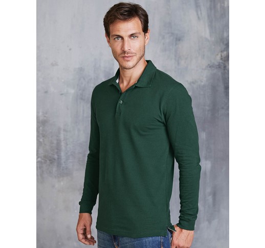 KARIBAN MENS LONG SLEEVE PIQUE POLO SHIRT