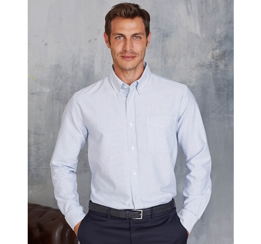 KARIBAN MENS LONG SLEEVE WASHED OXFORD SHIRT