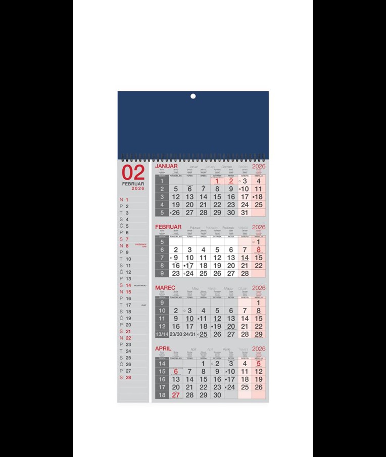 KOLEDAR 4-MESEČNI POSLOVNI ŠPIRALA 2026