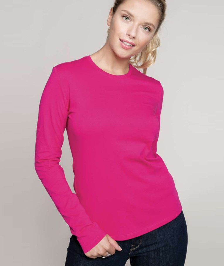 LADIES' LONG-SLEEVED CREW NECK T-SHIRT