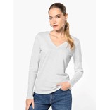 LADIES' LONG-SLEEVED V-NECK T-SHIRT
