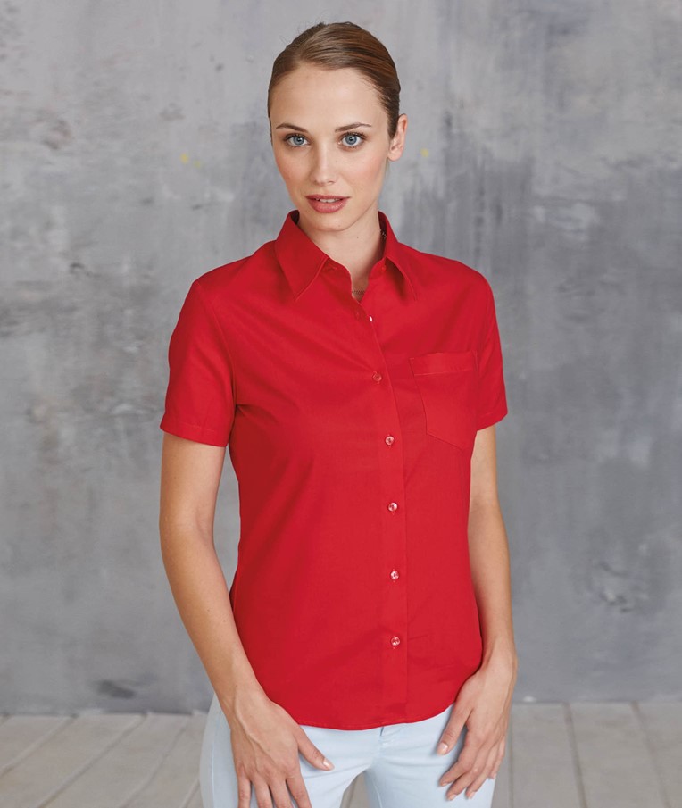 LADIES' SHORT-SLEEVED COTTON POPLIN SHIRT