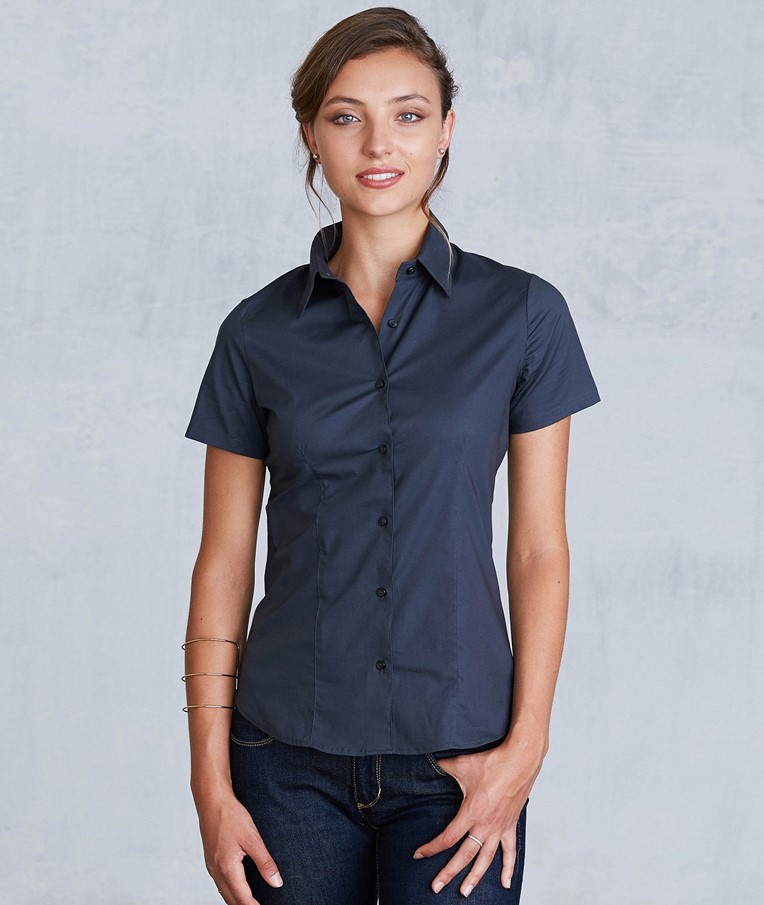 LADIES' SHORT-SLEEVED COTTON/ELASTANE SHIRT