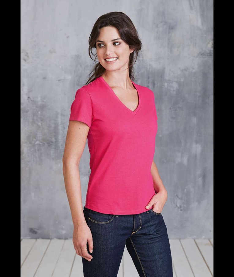 LADIES' SHORT-SLEEVED V-NECK T-SHIRT